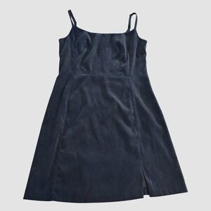 Vintage Y2K Express Womens 5/6 Faux Suede Sleeveless Mini Dress Navy Stretch 90s